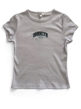 Brooklyn NY Graphic Tee - White Ribbed T-Shirt